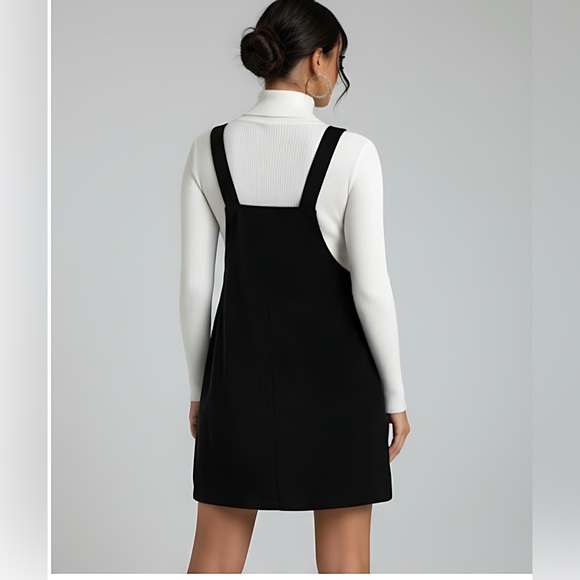 Black Corduroy Front Pocket Overall Dress - Picture 3 of 6